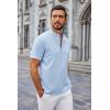 imageCOOFANDY Mens Casual Summer Beach Henley Shirt Band Collar Lightweight Hippie Tee ShirtsLight Blue