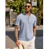 imageCOOFANDY Mens Casual Summer Beach Henley Shirt Band Collar Lightweight Hippie Tee ShirtsLight Blue1