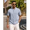 imageCOOFANDY Mens Casual Summer Beach Henley Shirt Band Collar Lightweight Hippie Tee ShirtsLight Blue1