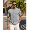 imageCOOFANDY Mens Casual Summer Beach Henley Shirt Band Collar Lightweight Hippie Tee ShirtsLight Gray