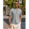 imageCOOFANDY Mens Casual Summer Beach Henley Shirt Band Collar Lightweight Hippie Tee ShirtsLight Gray