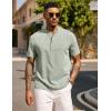 imageCOOFANDY Mens Casual Summer Beach Henley Shirt Band Collar Lightweight Hippie Tee ShirtsLight Green