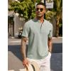 imageCOOFANDY Mens Casual Summer Beach Henley Shirt Band Collar Lightweight Hippie Tee ShirtsLight Green