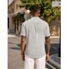 imageCOOFANDY Mens Casual Summer Beach Henley Shirt Band Collar Lightweight Hippie Tee ShirtsLight Khaki