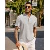 imageCOOFANDY Mens Casual Summer Beach Henley Shirt Band Collar Lightweight Hippie Tee ShirtsLight Khaki