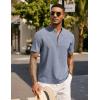 imageCOOFANDY Mens Casual Summer Beach Henley Shirt Band Collar Lightweight Hippie Tee ShirtsNavy Blue