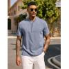 imageCOOFANDY Mens Casual Summer Beach Henley Shirt Band Collar Lightweight Hippie Tee ShirtsNavy Blue