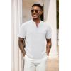 imageCOOFANDY Mens Casual Summer Beach Henley Shirt Band Collar Lightweight Hippie Tee ShirtsWhite