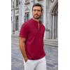 imageCOOFANDY Mens Casual Summer Beach Henley Shirt Band Collar Lightweight Hippie Tee ShirtsWine Red