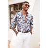 imageCOOFANDY Mens Floral Button Down Long Sleeve Hawaiian Shirt Flower Printed Tropical Beach ShirtsBlue Floral
