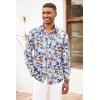 imageCOOFANDY Mens Floral Button Down Long Sleeve Hawaiian Shirt Flower Printed Tropical Beach ShirtsBlue Floral