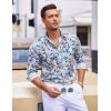 imageCOOFANDY Mens Floral Button Down Long Sleeve Hawaiian Shirt Flower Printed Tropical Beach ShirtsBlue Floral