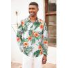 imageCOOFANDY Mens Floral Button Down Long Sleeve Hawaiian Shirt Flower Printed Tropical Beach ShirtsWhite  Orange Flower