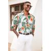 imageCOOFANDY Mens Floral Button Down Long Sleeve Hawaiian Shirt Flower Printed Tropical Beach ShirtsWhite  Orange Flower