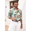 imageCOOFANDY Mens Floral Button Down Long Sleeve Hawaiian Shirt Flower Printed Tropical Beach ShirtsWhite  Orange Flower