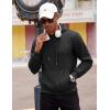 imageCOOFANDY Mens Hooded Sweatshirts Long Sleeve Casual Waffle Knit Pullover Hoodies with Kanga PocketBlack