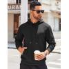 imageCOOFANDY Mens Hooded Sweatshirts Long Sleeve Casual Waffle Knit Pullover Hoodies with Kanga PocketBlack