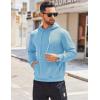imageCOOFANDY Mens Hooded Sweatshirts Long Sleeve Casual Waffle Knit Pullover Hoodies with Kanga PocketLight Blue