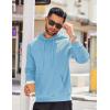 imageCOOFANDY Mens Hooded Sweatshirts Long Sleeve Casual Waffle Knit Pullover Hoodies with Kanga PocketLight Blue