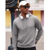 imageCOOFANDY Mens Hooded Sweatshirts Long Sleeve Casual Waffle Knit Pullover Hoodies with Kanga PocketLight Grey
