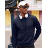 imageCOOFANDY Mens Hooded Sweatshirts Long Sleeve Casual Waffle Knit Pullover Hoodies with Kanga PocketNavy Blue