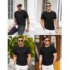 imageCOOFANDY Mens Knit TShirts Summer Waffle Shirts Vintage Shirts Short Sleeve Crew Neck Tee Shirt Casual Crochet TopBlack