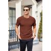 imageCOOFANDY Mens Knit TShirts Summer Waffle Shirts Vintage Shirts Short Sleeve Crew Neck Tee Shirt Casual Crochet TopBrown