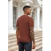 imageCOOFANDY Mens Knit TShirts Summer Waffle Shirts Vintage Shirts Short Sleeve Crew Neck Tee Shirt Casual Crochet TopBrown