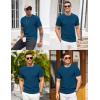 imageCOOFANDY Mens Knit TShirts Summer Waffle Shirts Vintage Shirts Short Sleeve Crew Neck Tee Shirt Casual Crochet TopDark Blue