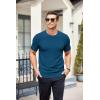 imageCOOFANDY Mens Knit TShirts Summer Waffle Shirts Vintage Shirts Short Sleeve Crew Neck Tee Shirt Casual Crochet TopDark Blue