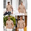 imageCOOFANDY Mens Knit TShirts Summer Waffle Shirts Vintage Shirts Short Sleeve Crew Neck Tee Shirt Casual Crochet TopKhaki