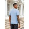 imageCOOFANDY Mens Knit TShirts Summer Waffle Shirts Vintage Shirts Short Sleeve Crew Neck Tee Shirt Casual Crochet TopLight Blue