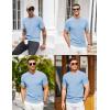 imageCOOFANDY Mens Knit TShirts Summer Waffle Shirts Vintage Shirts Short Sleeve Crew Neck Tee Shirt Casual Crochet TopLight Blue