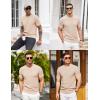 imageCOOFANDY Mens Knit TShirts Summer Waffle Shirts Vintage Shirts Short Sleeve Crew Neck Tee Shirt Casual Crochet TopLight Khaki