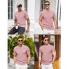 imageCOOFANDY Mens Knit TShirts Summer Waffle Shirts Vintage Shirts Short Sleeve Crew Neck Tee Shirt Casual Crochet TopLight Pink