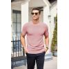 imageCOOFANDY Mens Knit TShirts Summer Waffle Shirts Vintage Shirts Short Sleeve Crew Neck Tee Shirt Casual Crochet TopLight Pink