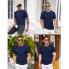 imageCOOFANDY Mens Knit TShirts Summer Waffle Shirts Vintage Shirts Short Sleeve Crew Neck Tee Shirt Casual Crochet TopNavy Blue