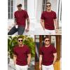 imageCOOFANDY Mens Knit TShirts Summer Waffle Shirts Vintage Shirts Short Sleeve Crew Neck Tee Shirt Casual Crochet TopWine Red