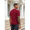 imageCOOFANDY Mens Knit TShirts Summer Waffle Shirts Vintage Shirts Short Sleeve Crew Neck Tee Shirt Casual Crochet TopWine Red