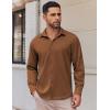 imageCOOFANDY Mens Long Sleeve Button Down Shirts Casual Untucked Shirts Stretch ShirtsBrown