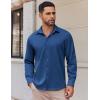 imageCOOFANDY Mens Long Sleeve Button Down Shirts Casual Untucked Shirts Stretch ShirtsDark Blue