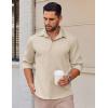 imageCOOFANDY Mens Long Sleeve Button Down Shirts Casual Untucked Shirts Stretch ShirtsKhaki