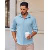 imageCOOFANDY Mens Long Sleeve Button Down Shirts Casual Untucked Shirts Stretch ShirtsLight Blue