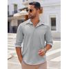 imageCOOFANDY Mens Long Sleeve Button Down Shirts Casual Untucked Shirts Stretch ShirtsLight Grey
