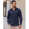imageCOOFANDY Mens Long Sleeve Button Down Shirts Casual Untucked Shirts Stretch ShirtsNavy Blue