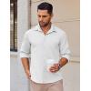 imageCOOFANDY Mens Long Sleeve Button Down Shirts Casual Untucked Shirts Stretch ShirtsWhite