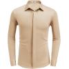imageCOOFANDY Mens Long Sleeve Wrinkle Free Shirts Casual Button Down Shirt Stretch Dress ShirtKhaki