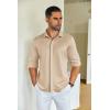imageCOOFANDY Mens Long Sleeve Wrinkle Free Shirts Casual Button Down Shirt Stretch Dress ShirtKhaki