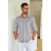 imageCOOFANDY Mens Long Sleeve Wrinkle Free Shirts Casual Button Down Shirt Stretch Dress ShirtLight Grey
