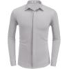 imageCOOFANDY Mens Long Sleeve Wrinkle Free Shirts Casual Button Down Shirt Stretch Dress ShirtLight Grey